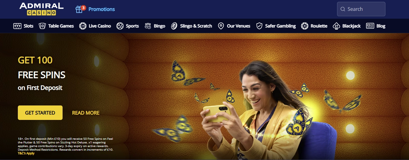 Admiral Casino home lobby preview